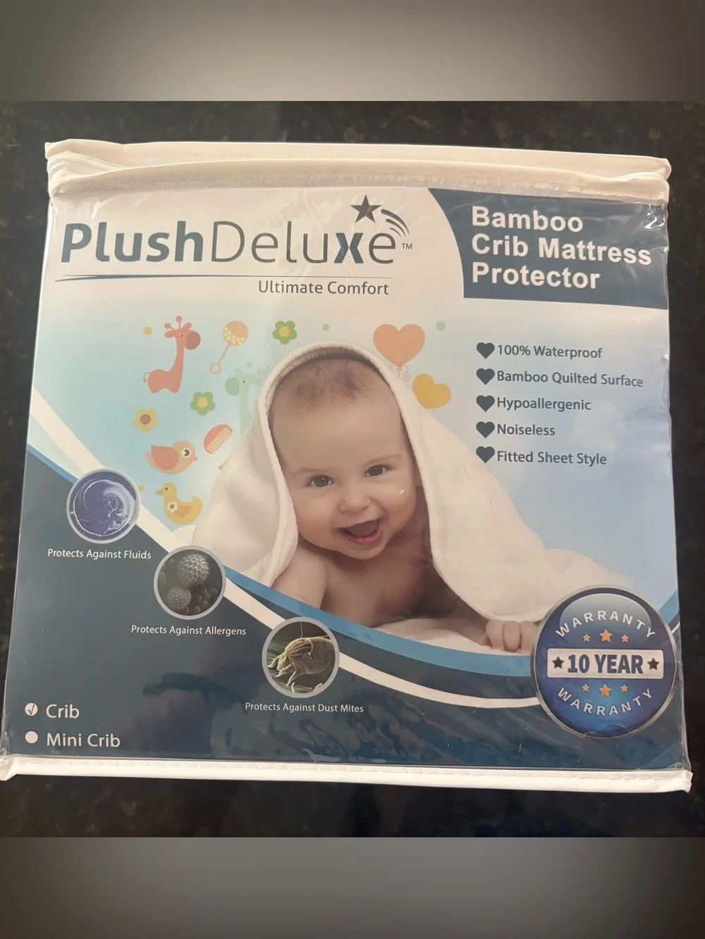 NWOT Bamboo Crib Mattress Protector - White